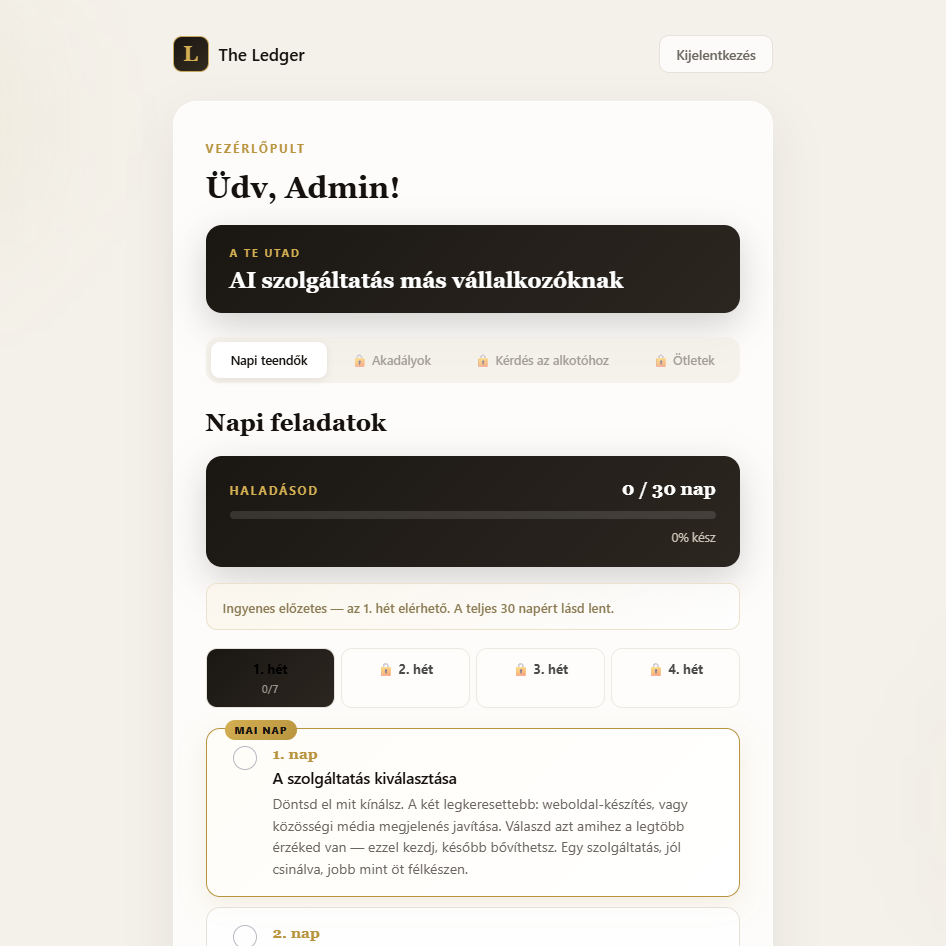 The Ledger – 30 napos AI pénzkereső program + 50 prompt + ebook