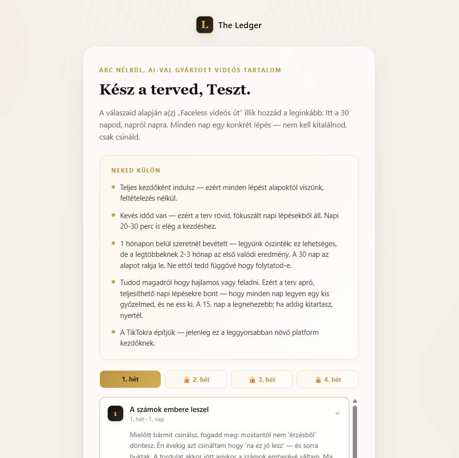The Ledger – 30 napos AI pénzkereső program + 50 prompt + ebook