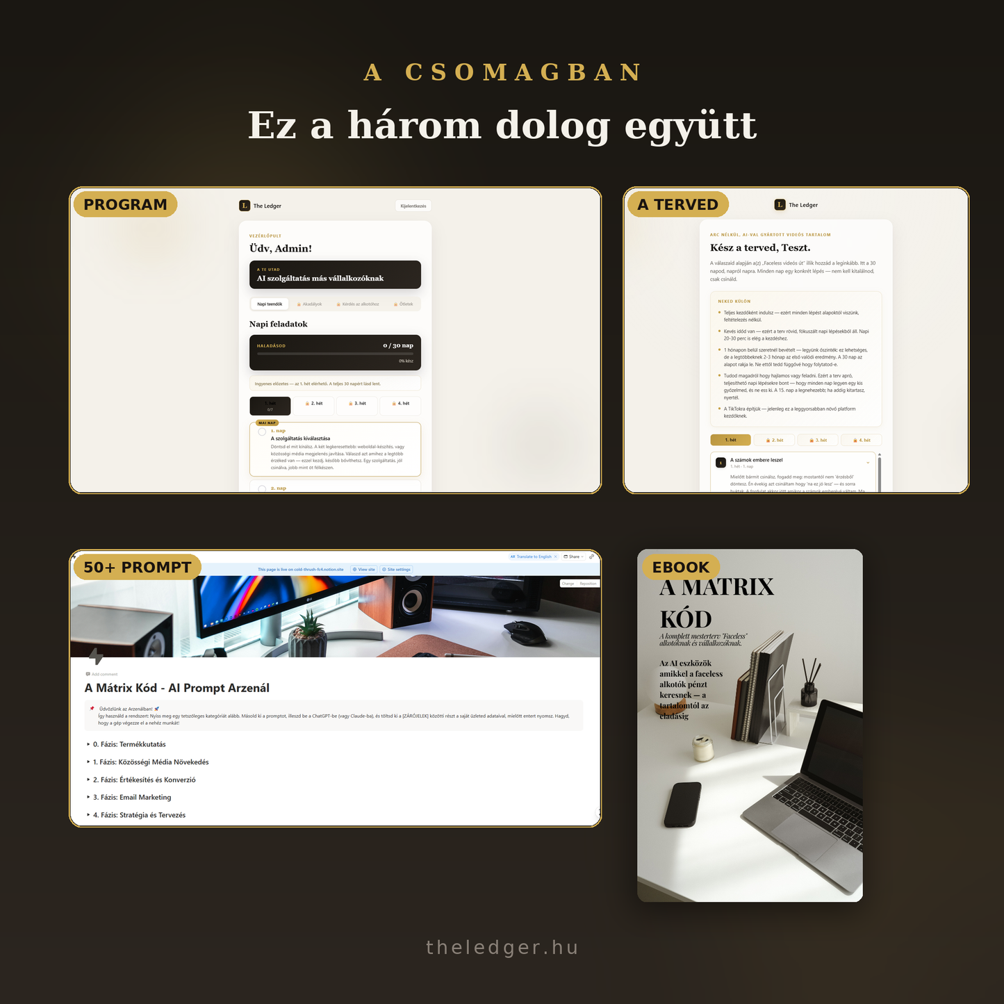 The Ledger – 30 napos AI pénzkereső program + 50 prompt + ebook