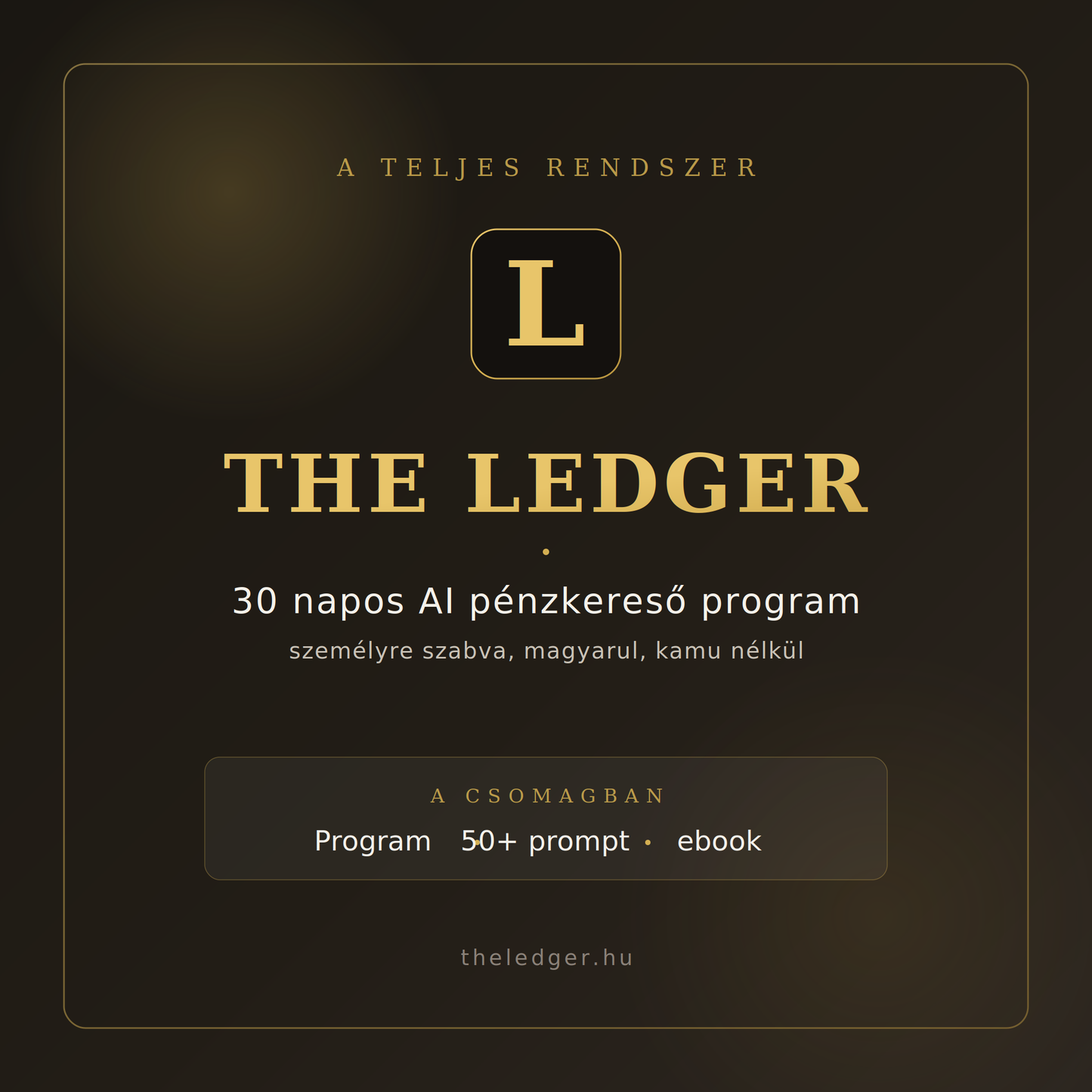 The Ledger – 30 napos AI pénzkereső program + 50 prompt + ebook